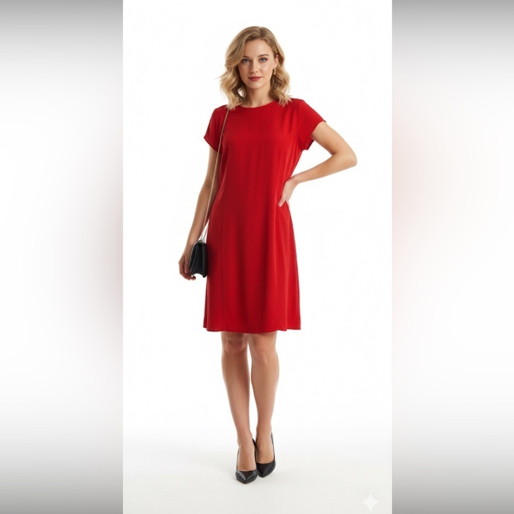 Something Navy Red Midi Dress Size Medium